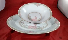  Crown Ming Fine China Christina Serving Bowl&Platter Gold Pink Rose(4) PERFECT 