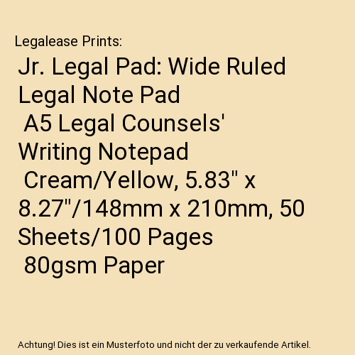 Jr. Legal Pad: Wide Ruled Legal Note Pad | A5 Legal Counsels' Writing ...