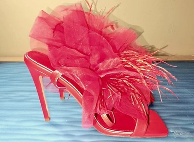 AZALEA WANG THORA RED TULLE ANKLE DETAIL SANDAL, SIZE 10 Women s