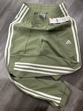 Adidas 3 Stripe Balloon Jogger Pants Size small Tent Green Girls NWT