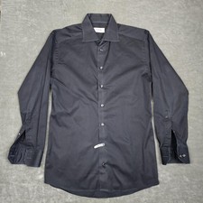 Eton Shirt Mens 16 41 Black Long Sleeve Button Up Cambridge Dress Cotton