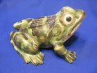 VINTAGE BRUSH McCOY GARDEN WARE POTTERY FIGURINE WELLER FROG  7  1/2"  by  7"