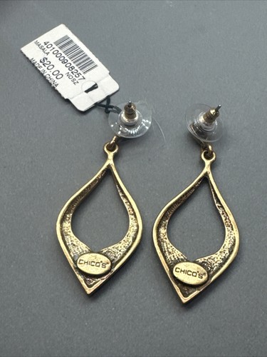 Gorgeous!!! Vintage CHICO'S Gold Tone Deep Red Rhinestone Masala EARRINGS NWT - Picture 5 of 8