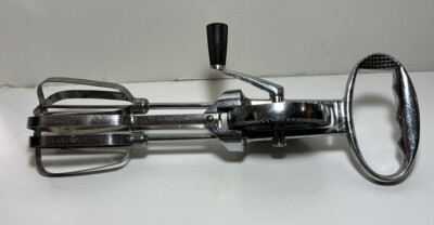 VINTAGE Flint ECKO Best Egg Beater HEAVY DUTY STAINLESS STEEL Hand Crank Mixer