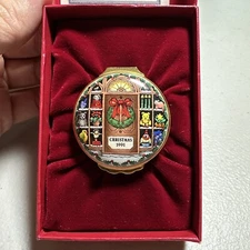 Halcyon Days Enamels Rare "Christmas 1991" Trinket Box