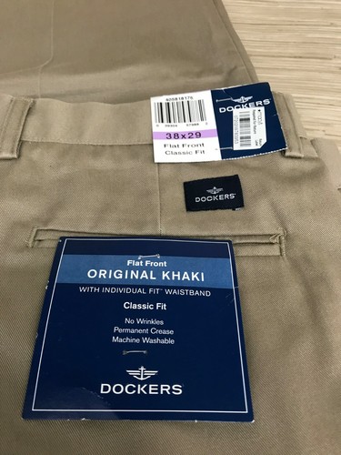Docker's Original Khaki Cotton Pants Men's Size 38 x 29 Flat Front Classic Fit - 第 3/6 張圖片
