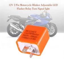 2-Pin LED Flasher Relay w/Adjustable Flash Speed Turn Signals Blinker Indicator