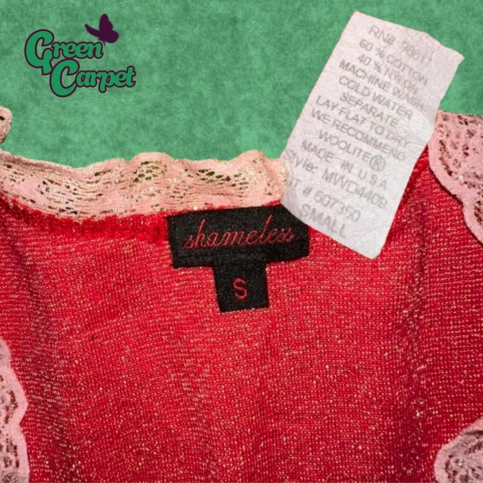 pink lace tanktop 90s 80s vintage size small made in usa - Image 4 of 4