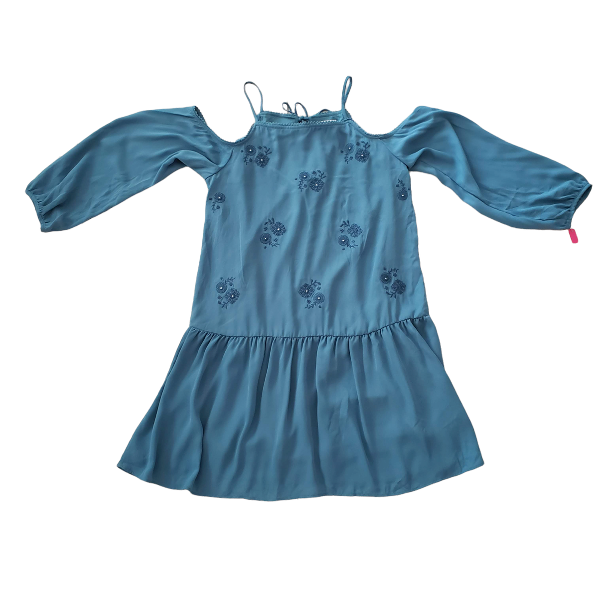 XHILARATION dress NEW Cold Shoulder Drop Waist Embroidered Teal blue Small XHILARATION dress NEW Cold Shoulder Drop Waist Embroidered Teal blue Small