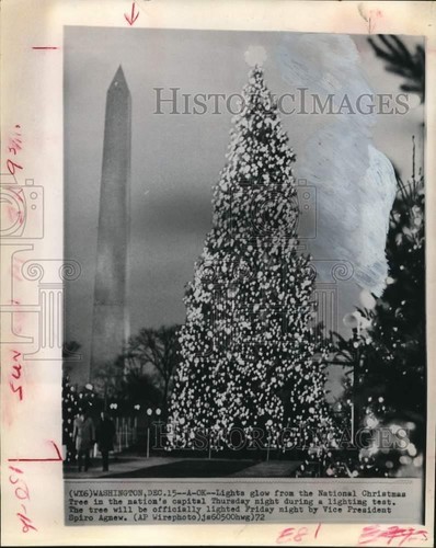 1972 Press Photo Lights glow from the National Christmas Tree, Washington, D.C. - 第 1/2 張圖片