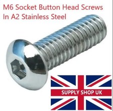 6mm Button Head Screw Hexagon Socket  M6 Stainless Steel A2- ISO7380-1