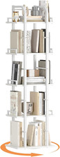 5-Tier Rotating Bookshelf - 360 Spinning Corner Storage Organizer, White