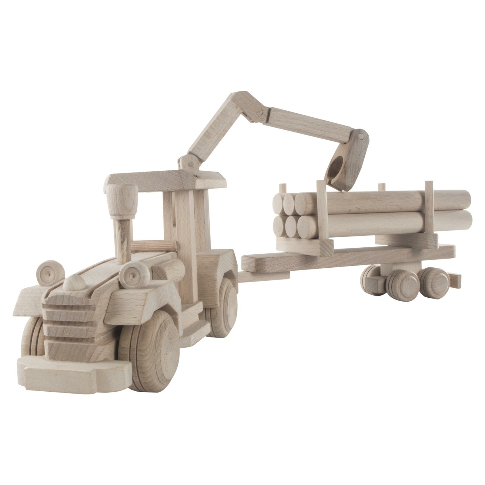 Wooden Self Loading Forest Tractor Logs Transport Beechwood Vehicle Decor Paint