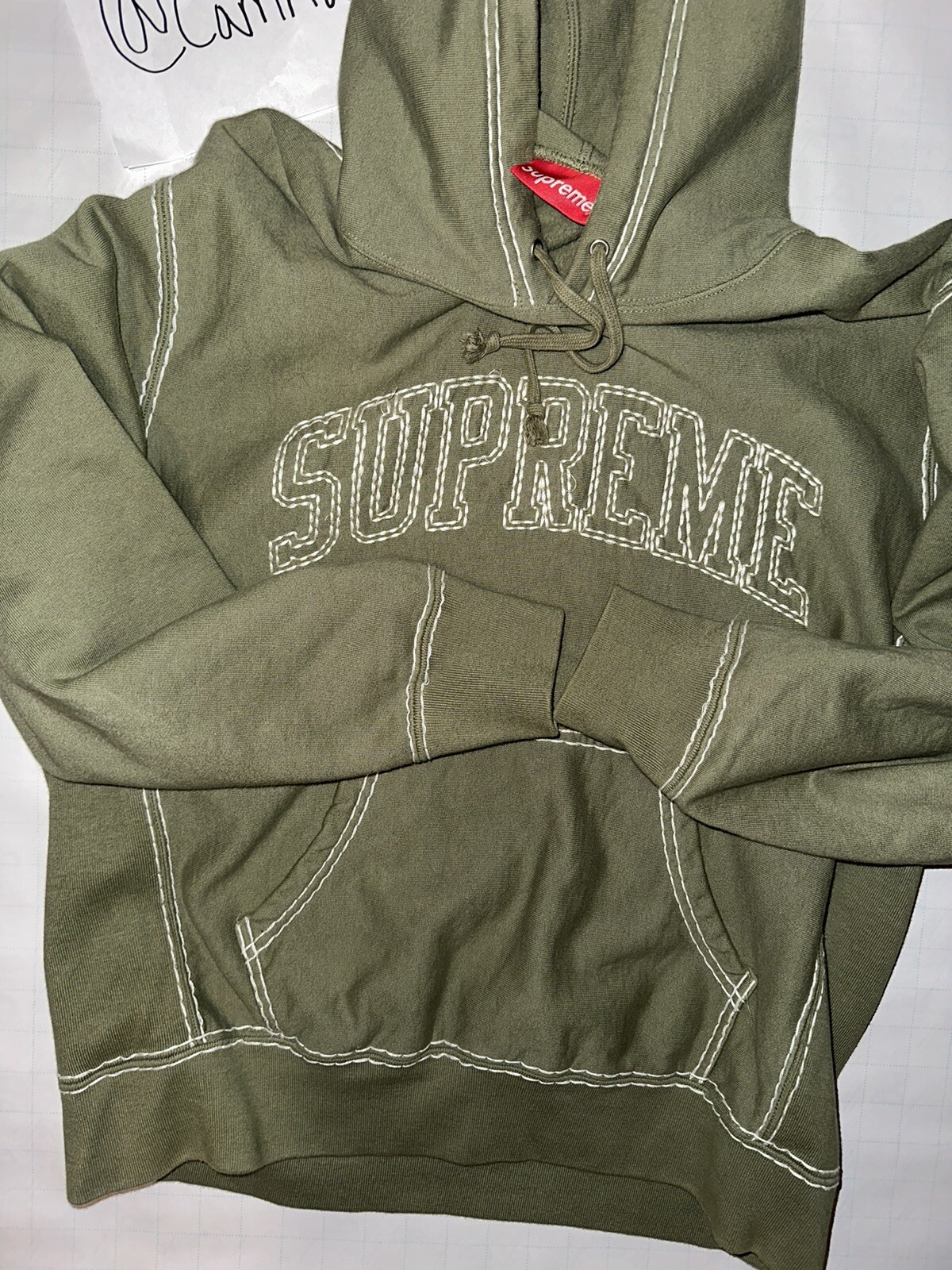 supreme hoodie stitching