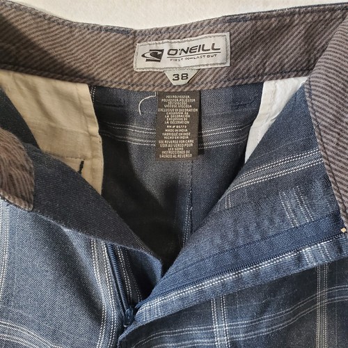 O'neill Shorts Mens 38 Blue Check Chino Golfing Golfer Golf Casual Pockets - Picture 7 of 11