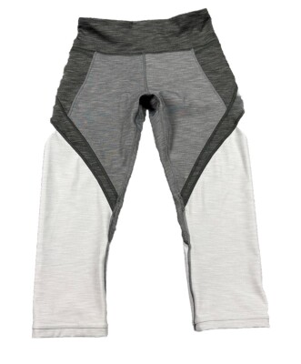 lululemon Women s Early Extension High Rise Crop 21  Leggings Black Gray 24X19