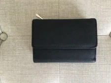 Safe Keeper Wallet Women's Black Faux Leather Zip Around Clutch Envelope Wallet