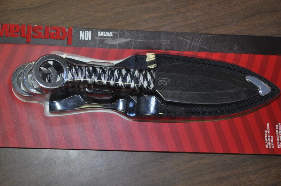 Kershaw 1747BWX Ion - Hoja de doble filo con acabado BlackWash de 4,5” - Envuelto en Prarcord Foto 3 de 3