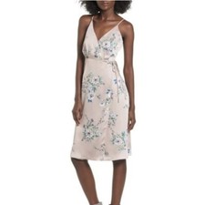 ASTR The Label Light Mauve Satin Floral Wrap Dress Size S