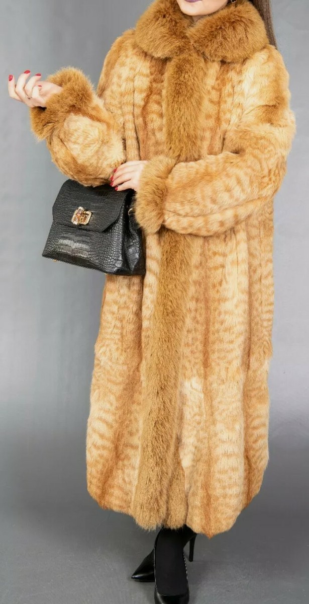 M-L Glamorous Lapin/Blue Fox Fur Long Beautiful Animal Print Very