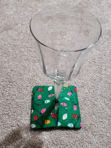 SET OF 4 CHRISTMAS THEMED STEM GLASS (GOBLET) KOZIES - HANDMADE - ATTACH TO BASE