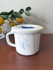 Corning Ware Meal Mug w/ Lid 20 oz • Marble Finish • White Stoneware - Soup