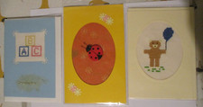 3 Handmade Cards, New Baby, Birthday