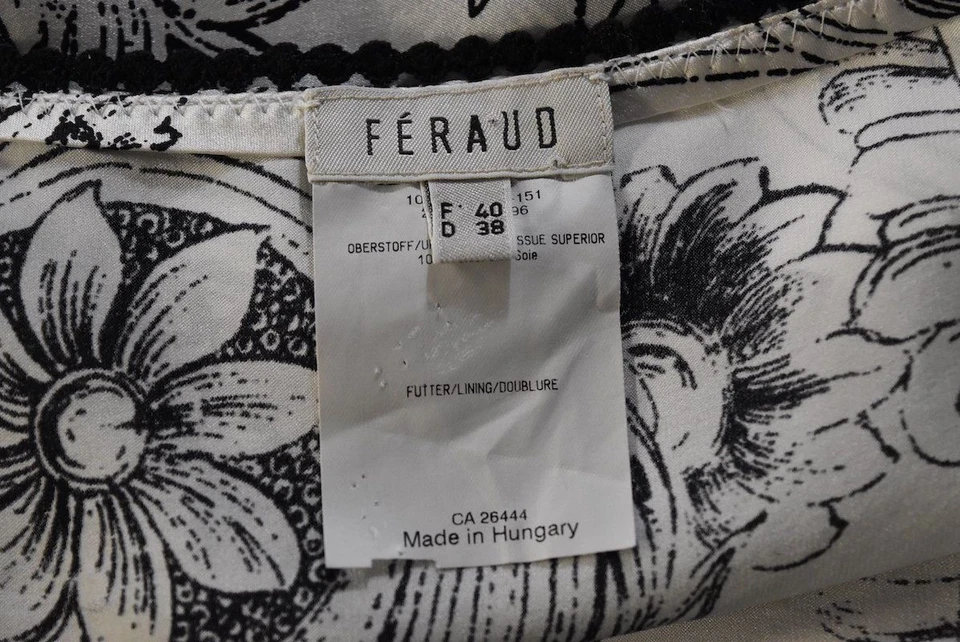 Camisa Feraud Mujer Top Talla 8 Negra Blanca Estampada Cami Seda Correas Espagueti Foto 4 de 4