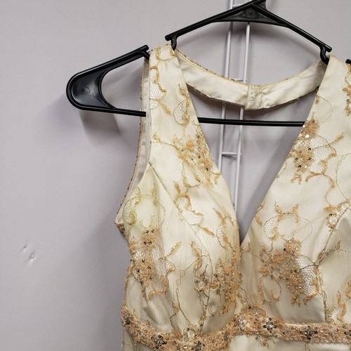 Demetrios Neckholder-Trägerkleid mit Pailletten und Perlen elfenbein Größe S/M - Bild 2 von 10