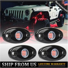 Red Led Rock Lights 4 Pods Underbody Light For Jeep Offroad Truck Utv Atv Boat