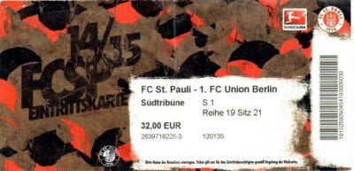 Ticket Eintrittskarte 2014/2015 FC St.Pauli Hamburg Union Berlin 1.FC 2BL 4.10.1