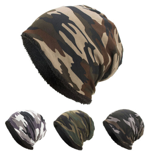 Outdoor Men's Camouflage Wool Cap Casual Fleece Winter Warm Beanie Hat - Picture 1 of 15