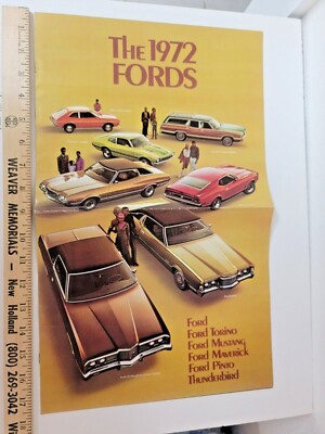 1972 Fords 8 page Dealer Sales Brochure Mustang Pinto Maverick Thunderbird etc