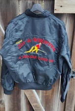 Vintage JIG-A-WHOPPER Advertising Promo Jacket Satin Medium Astro Fishing
