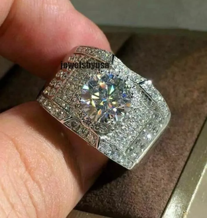 Rapper Jewelry 3 Ct Natural D VVS Moissanite Men s Pinky Ring 925