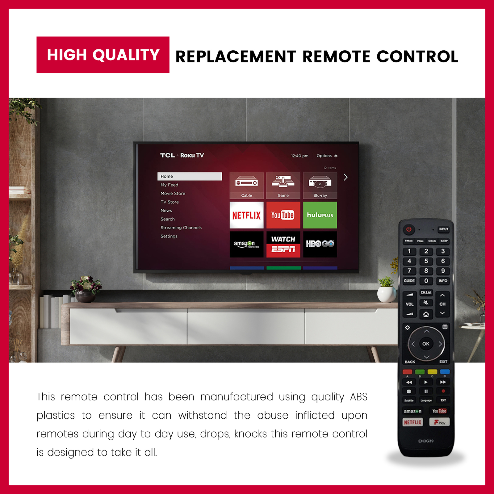 ALLIMITY EN3Y39H Telecomando Sostituisci per Hisense 4K ULED HDR TV H43AE6400 H65AE6400 H55A6550 H55U7A H50AE6400 H43A6550 H65U9A H65U7A H55AE6400 H50A6550 H75U9A