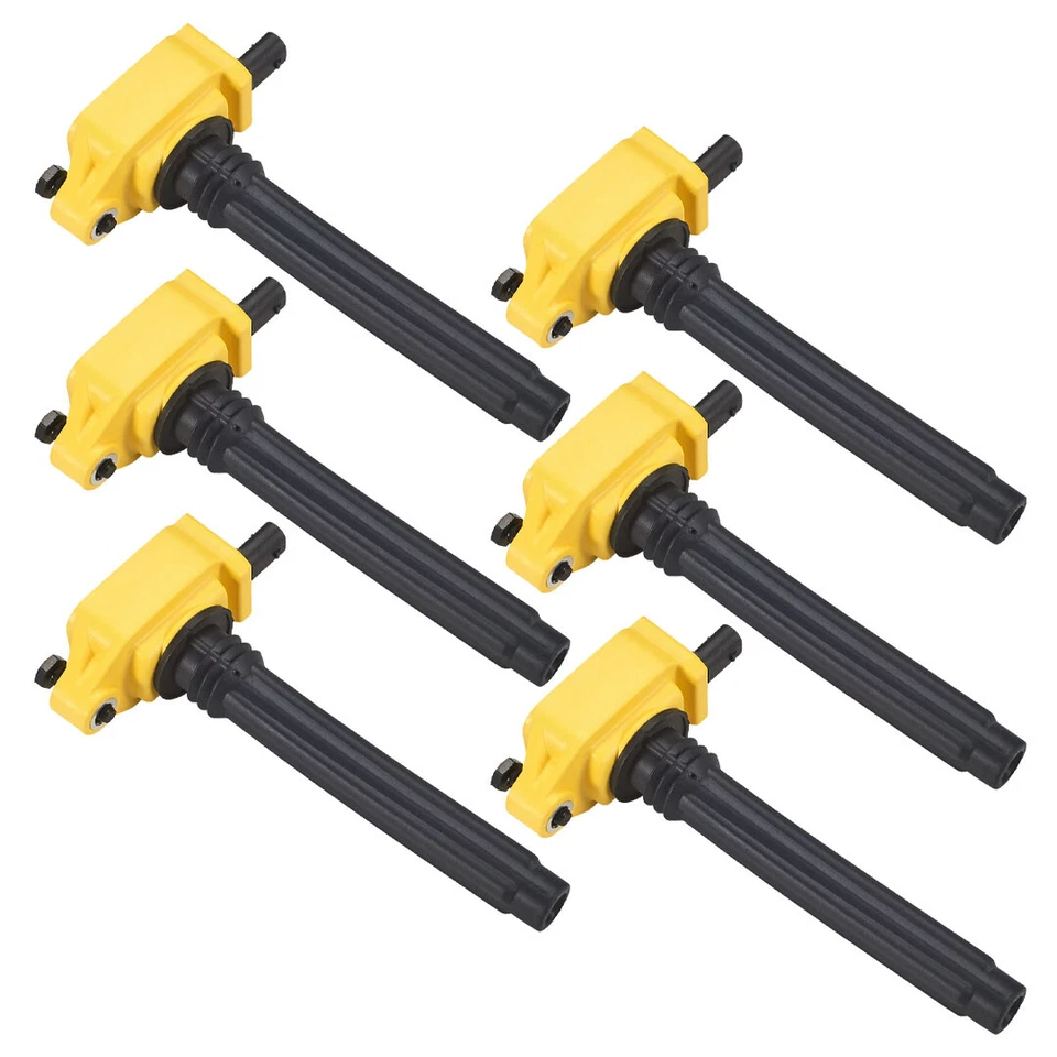 Bobina de encendido UF648 amarilla + bujías para Chrysler Dodge Jeep Ram 3,2/3,6 L V6 Foto 3 de 4