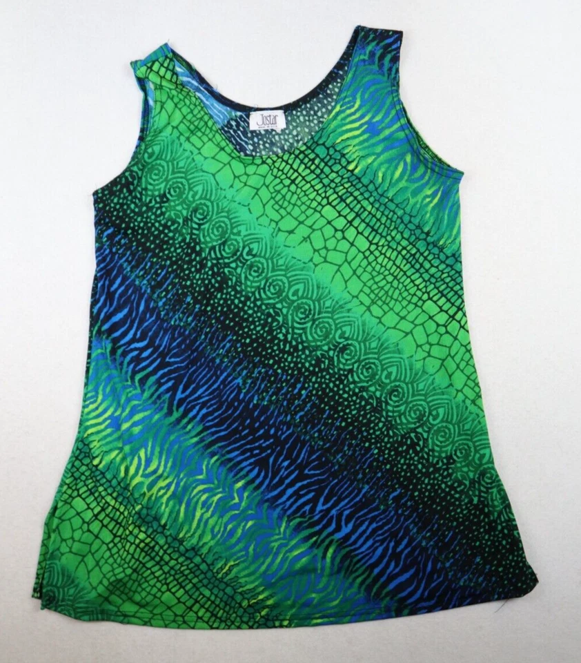 Camiseta sin mangas para mujer JOSTAR talla M túnica texturizada con estampado verde azul Foto 2 de 4
