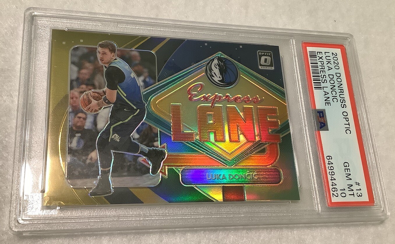 PSA 10 Gem 2020-21 Panini Donruss Optic Express Lane Gold Prizm Luka Dončić /10