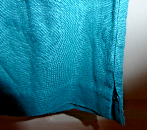 East 3/4 Length Trousers Size 14 Aqua Cropped 100% Linen Lightweight - Picture 3 of 4