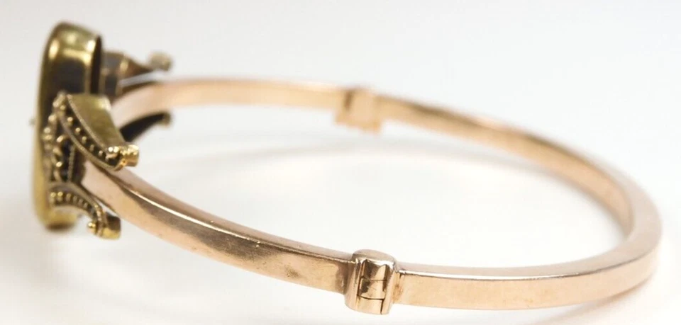 Brazalete Victoriano 3 Hojas Trébol Etrusco Oro Rosa/Verde 20/12K 6.25" Foto 4 de 4