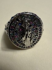 Anillo Medalla San Judas Tadeo St Jude Ajustable Multicolor Estrás Tono Plata