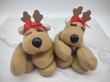Vintage 1984 Hallmark Rhonda Reindeer Bean Bag Plush 10" Lot Of 2 SEE