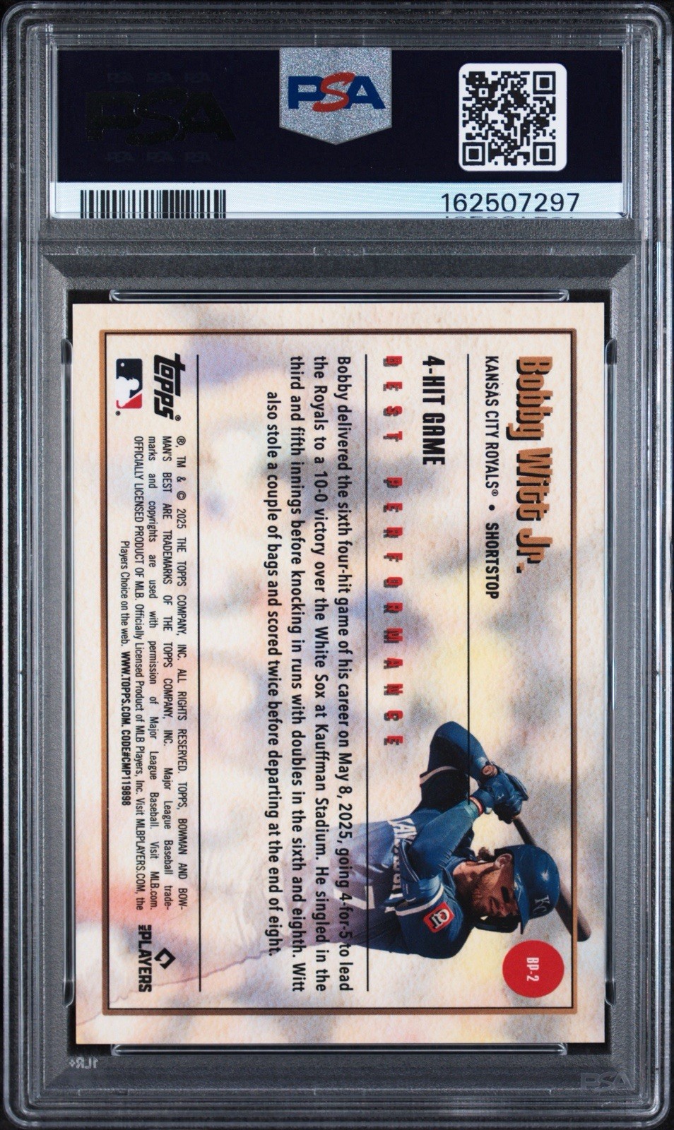2025 BOWMAN'S BEST BEST PERFORMANCE #BP-2 BOBBY WITT JR. LAVA REF. PSA 10 POP 1 view 2