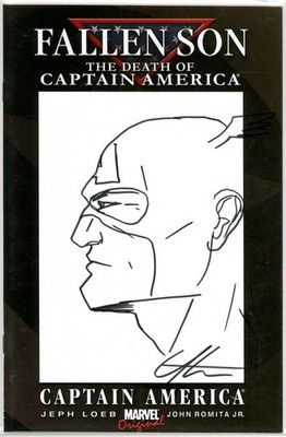FALLEN SON DEATH CAPTAIN AMERICA #3 SIGNED GREG HORN REMARKED DAREDEVIL SKETCH