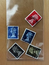 Great Britain Elizabeth II Machin Used Stamps 3p 4p 5p Handstamped, Multicolor