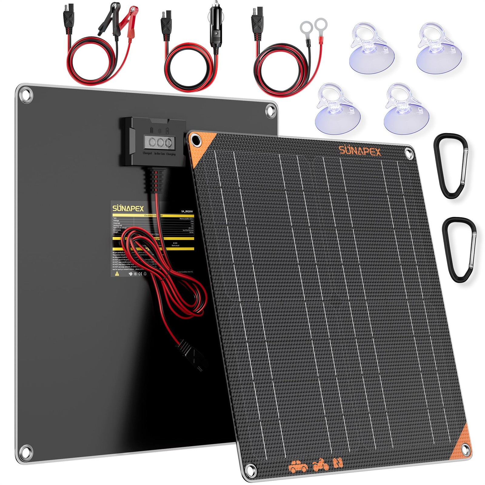 20W Solar Trickle Charger Maintainer 12V Solar Powered Battery Charger for Car