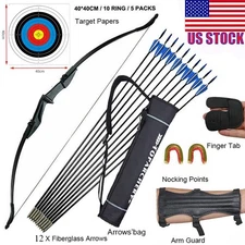 57 in Archery Recurve Bow Set 20/30lb/40lb Right Left Hand 12X Fiberglass Arrows
