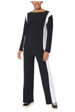 Conjunto Top e Inferior Mujer con Control Color Bloqueado La Roma Negro