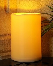 Large Outdoor Flameless Candle 12" x 5" Waterproof LED Pillar Flickering Ivory